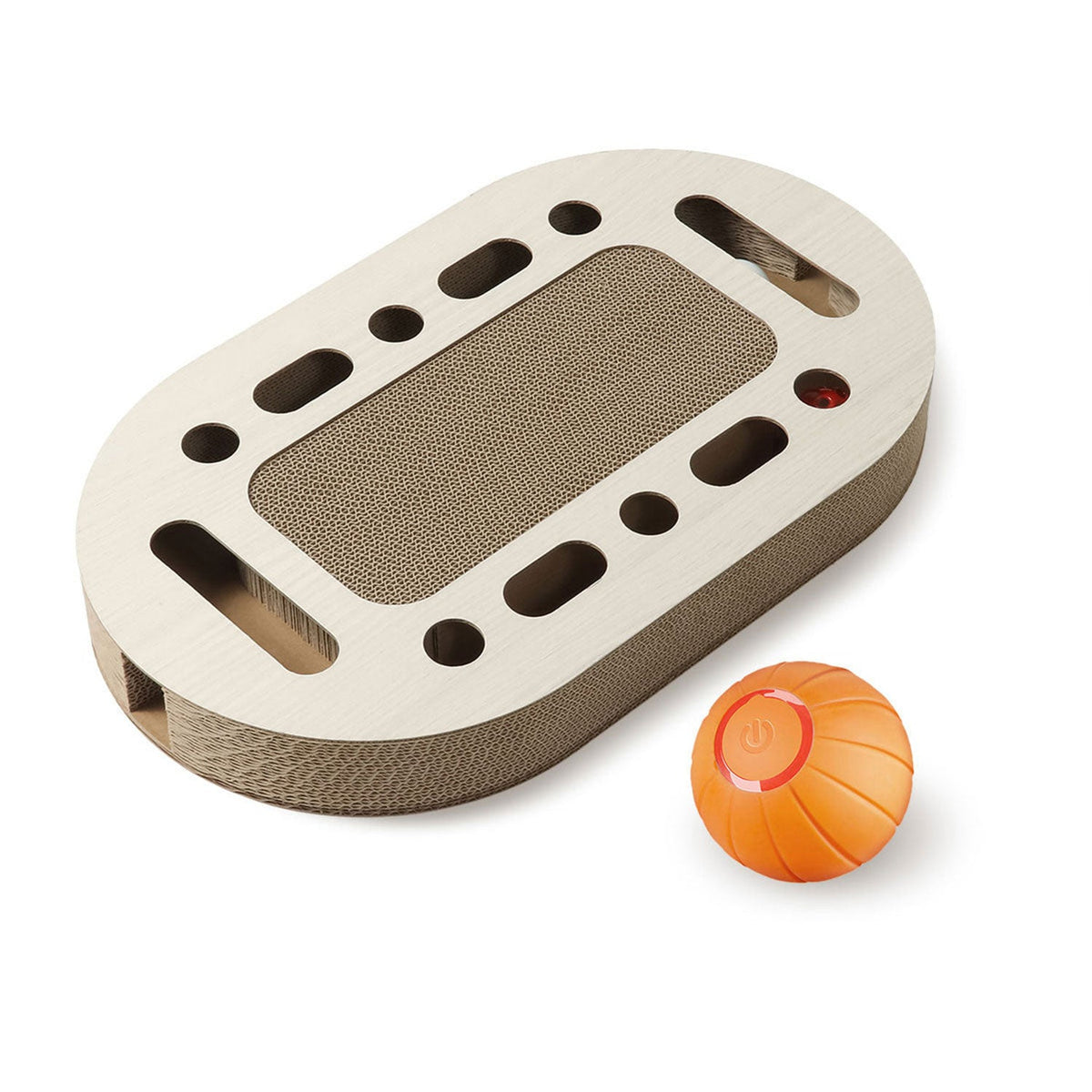 Scratch-n-Roll Bundle – cat scratcher track with interactive rolling ball